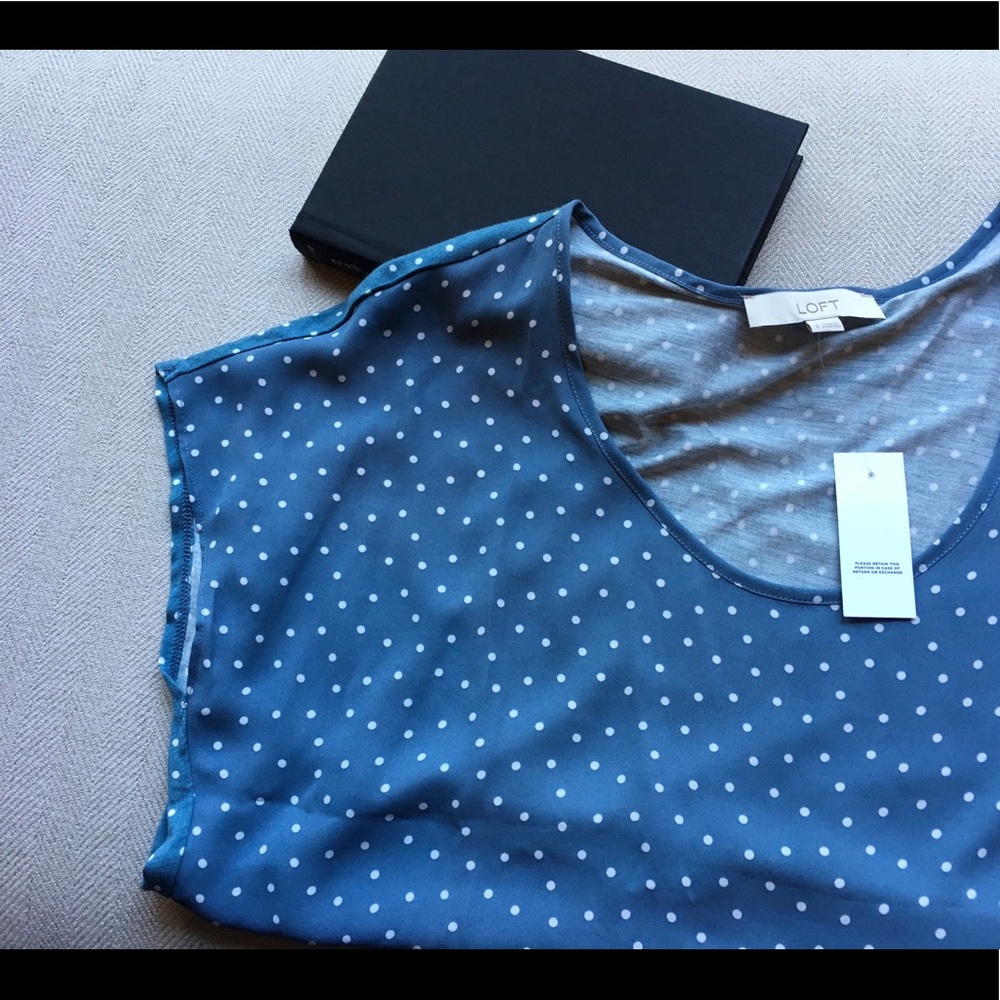LOFT | Polkadot Crop-Sleeve Top | S - Picture 2 of 8